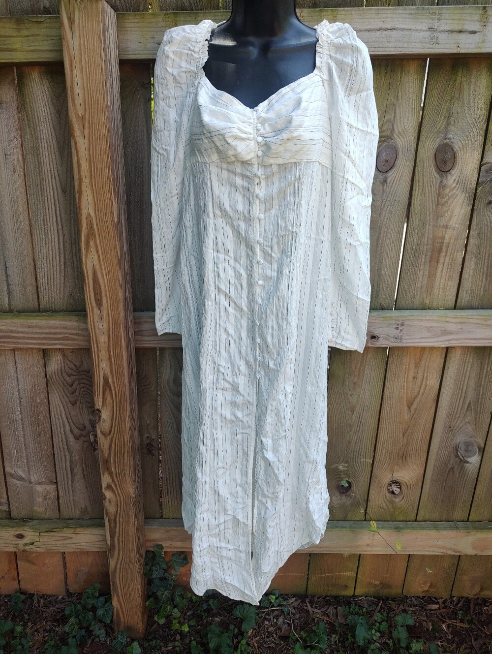 🏵️ Free People Romantic Striped Puff Sleeve Empire Waist Maxi Dress NWT
